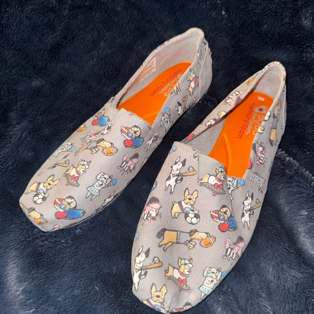 Gray Dog Print Slip-On Shoes Bobs by Skechers